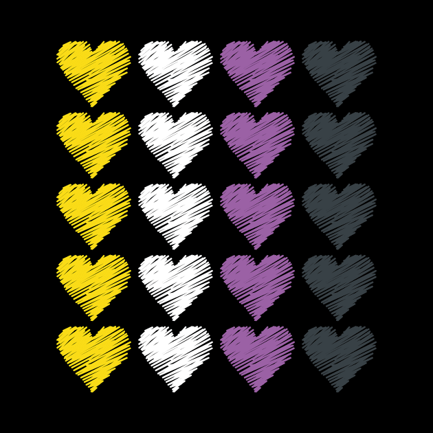 Nonbinary Pride Flag Hearts Cute Gender Neutral by JessieJune