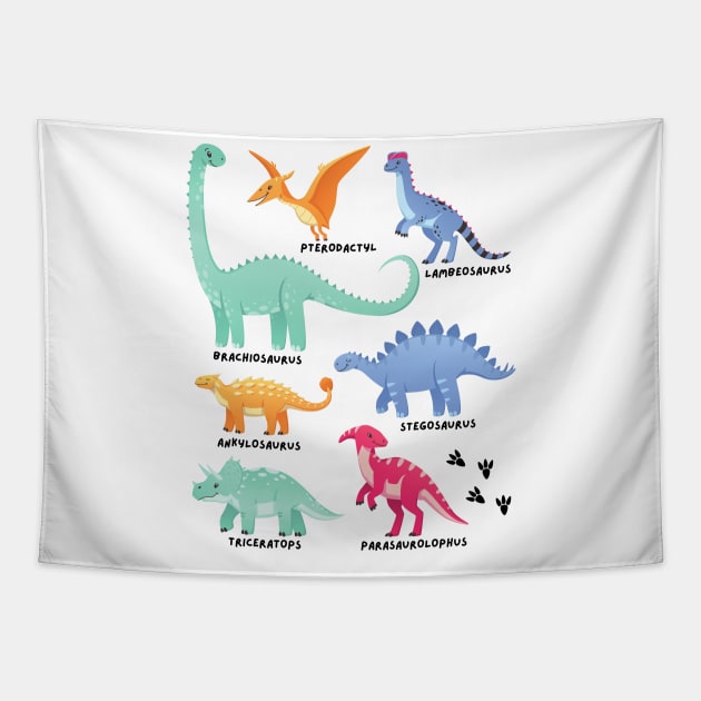 Types of Dinosaurs Future Paleontologist Kids Dino Lover Tapestry by DetourShirts