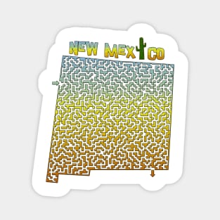 New Mexico State Outline Desert Themed Maze & Labyrinth Magnet