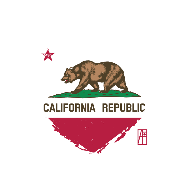 U.S. State - I Love California - California Flag by ArtProjectShop