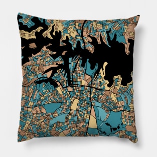 Sydney Map Pattern in Mid Century Pastel Pillow