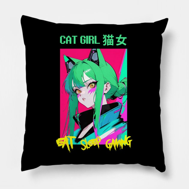 Cat Girl Pillow by DeathAnarchy