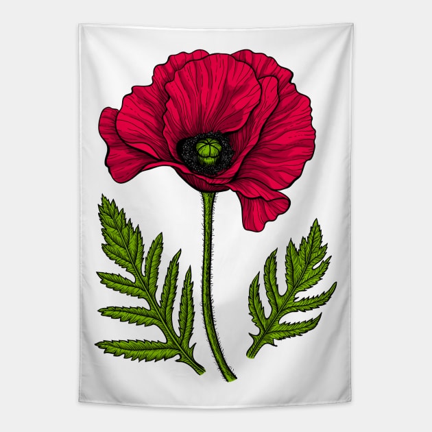 Red poppy Tapestry by katerinamk