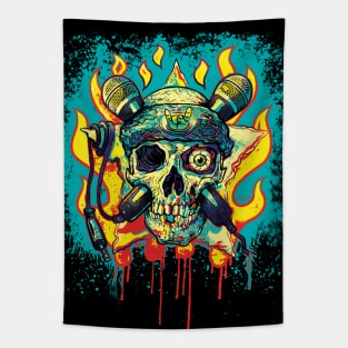 Old Skull Rock and Roll Tapestry