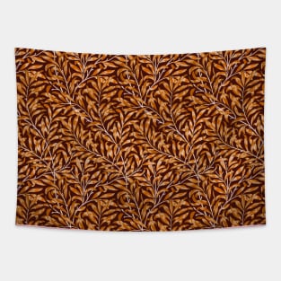 William Morris Willow Boughs Recolored Orange on Red Tapestry