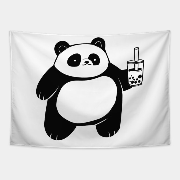 Panda with Bubble Milk Tea Tapestry by evumango