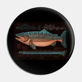 Coho Salmon Fish Print Pin