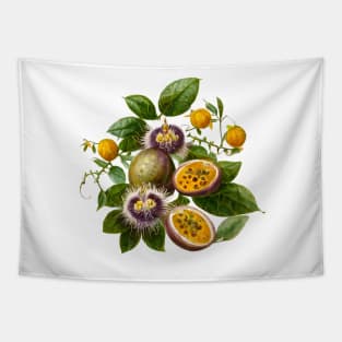 Botanical Passionfruit Lilikoi Illustration Tapestry