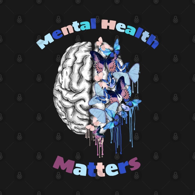 Brain and Blue butterflies, mental, health, human intellect by Collagedream