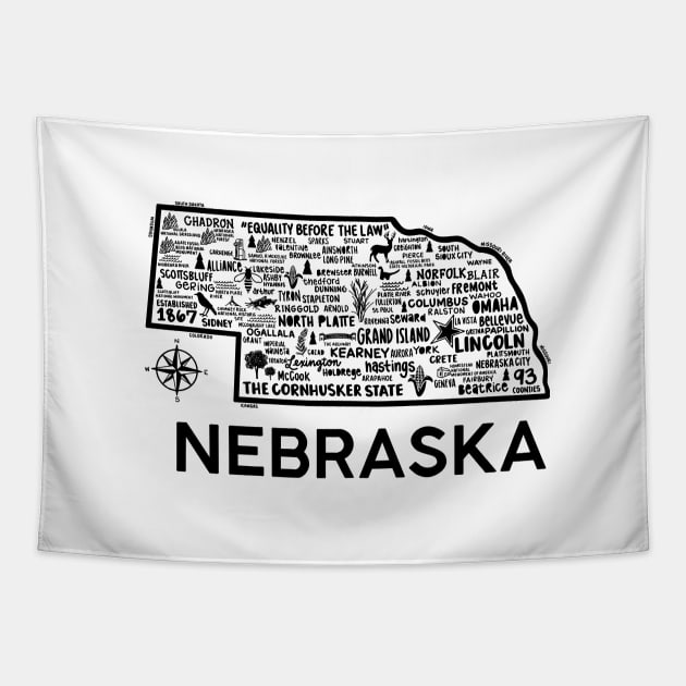 Nebraska Map Tapestry by fiberandgloss