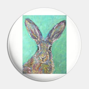 Colourful Hare , green background Pin