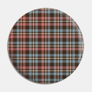 Tartan - Pink, Blue and Dust on a brown background Pin