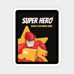 Red Superhero with Justice Magnet