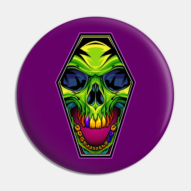 Coffin Skull Pin by ArtisticDyslexia