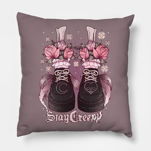 stay creepy Pillow by chiaraLBart