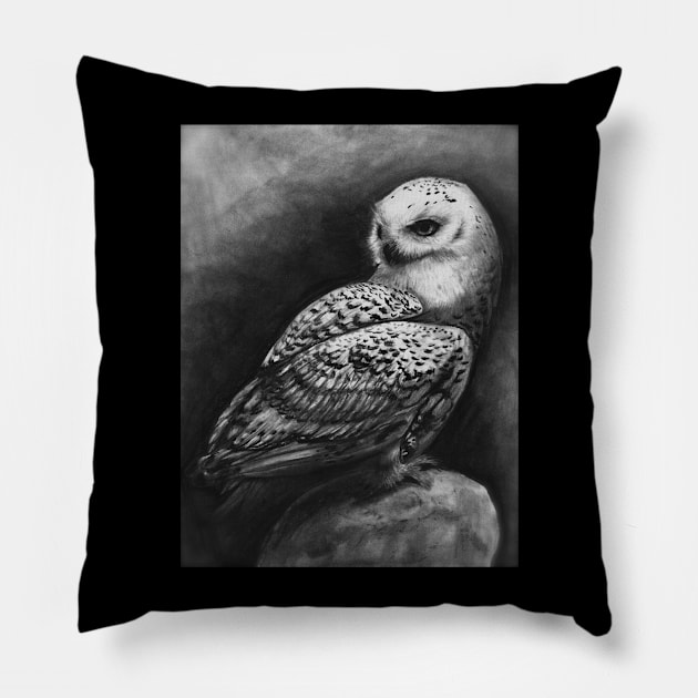 Snowy Owl Pillow by brittney_taylor13