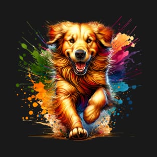 Golden Retriever Dog watercolor splash T-Shirt