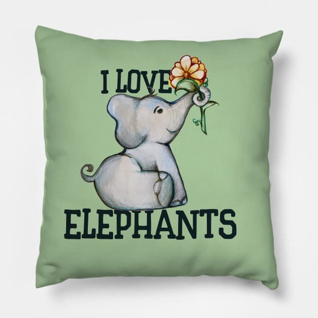 I love elephants Pillow by bubbsnugg