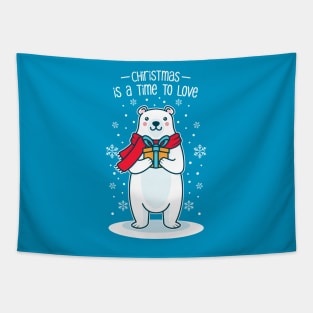 Polar Bear Christmas Gift Tapestry