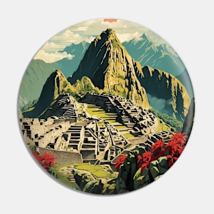 Machu Picchu Peru Tourism Vintage Poster 2 Pin