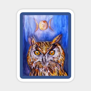 Beautiful Owl and Goddess Moon Magnet