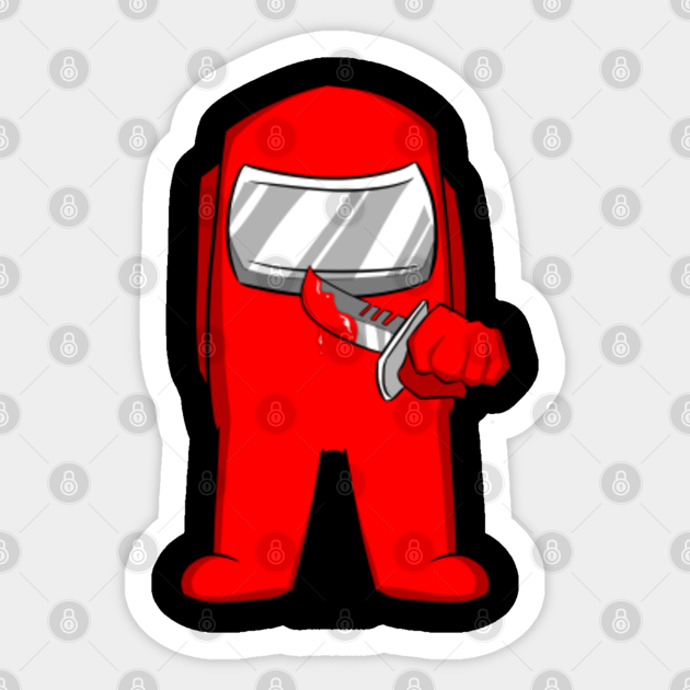 Among Us Impostor Knife Red Among Us Sticker Teepublic