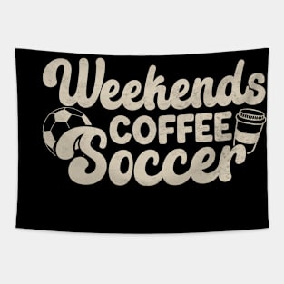 Cool Soccer Mom Life With Saying Weekends Coffee and Soccer Tapestry