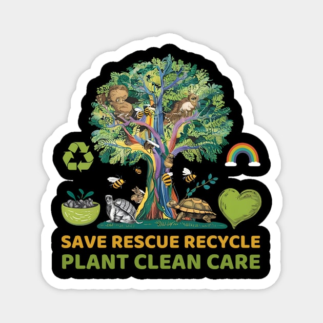 Save Bees Rescue Animals Recycle Plastic Earth Day Magnet by Pikalaolamotor