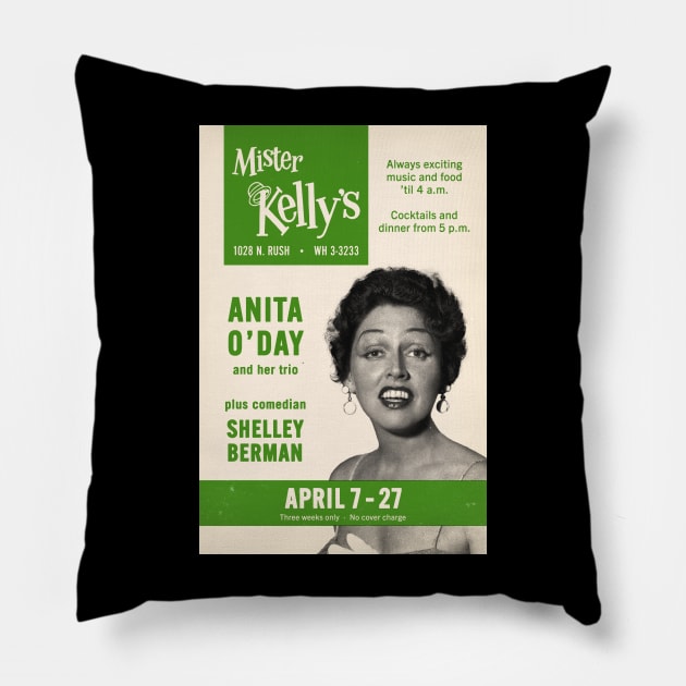 Anita O'Day - Mister Kelly's - Chicago, IL - 1958 Pillow by info@secondtakejazzart.com