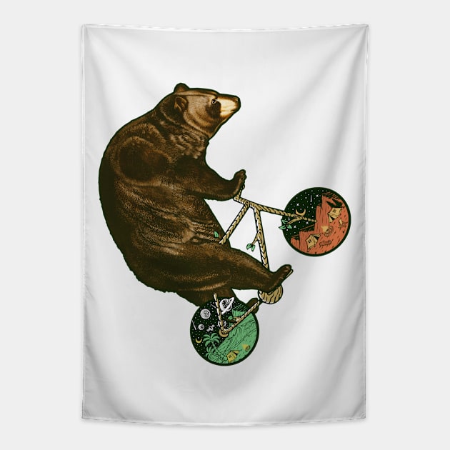 BMX Rider Bear Tapestry by BicycleStuff