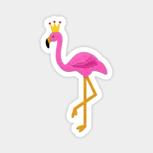 Pink Flamingo with Gold Crown | Felt Look | Cherie's Art(c)2020 Magnet