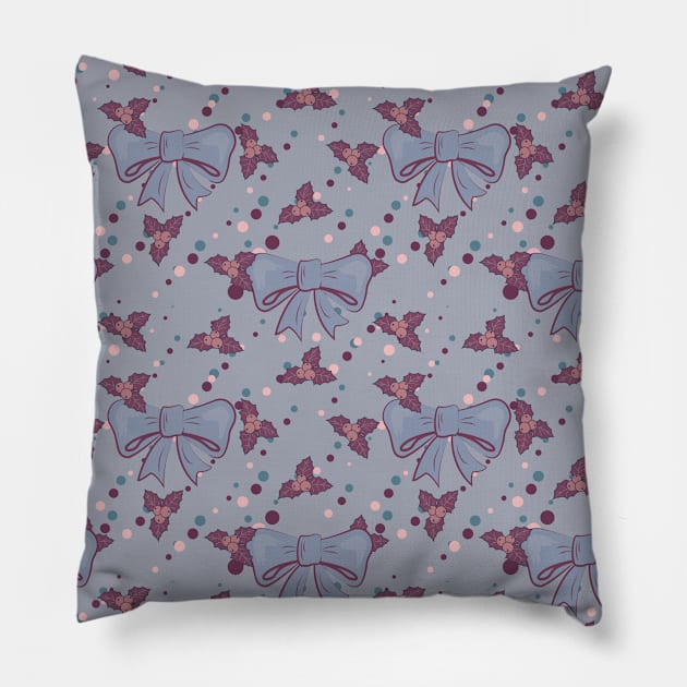 Bow For Christmas Tree Purple Pillow by AmarenaDolce