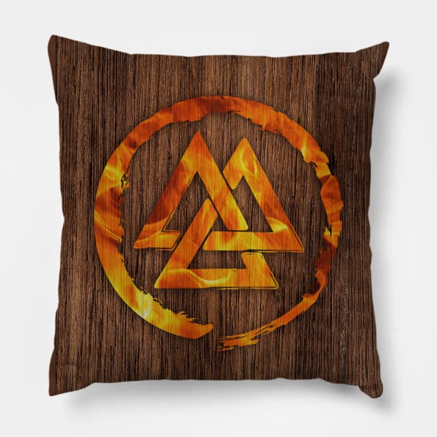 Viking Valknut Ice Fire Pillow by Scar