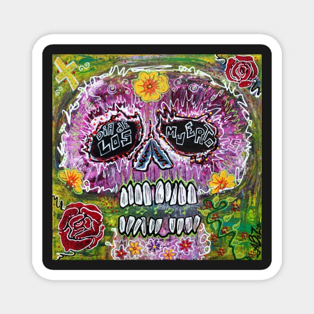 Craneo Rosado De Los Muertos Magnet by barbosaart