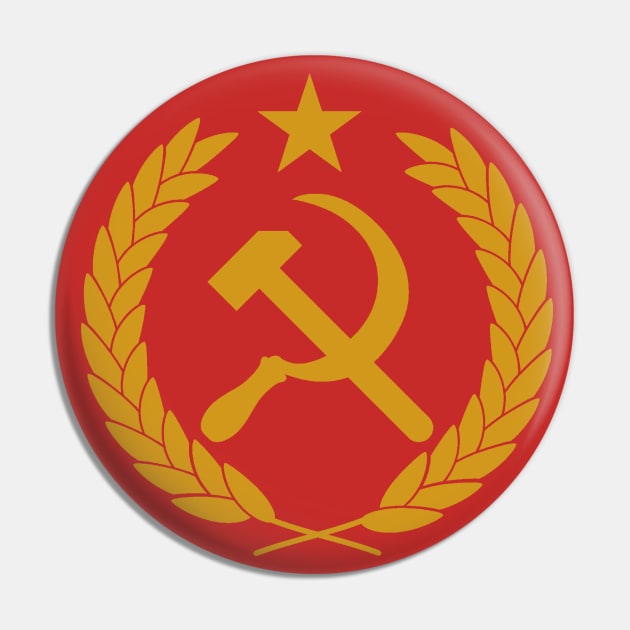 Hammer and Sickle - Yellow Communist Emblem Pin by Distant War