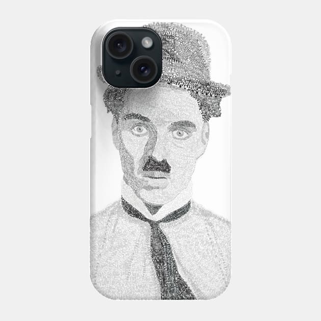 Charlie Chaplin Typographical Phone Case by AngelaGutierrezGraphicDesign