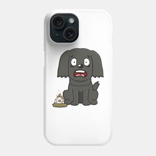 Funny black dog steps on a dirty diaper Phone Case