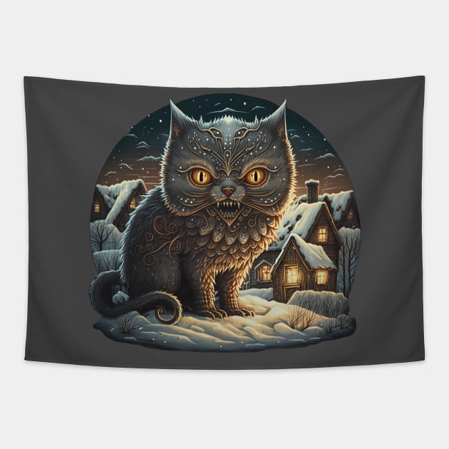 All Hail the Yule Cat Tapestry by Ampersand Studios