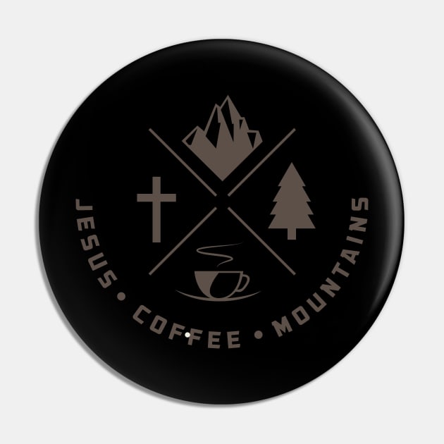 Jesus-Coffee-Mountains T-shirt Pin by adcastaway