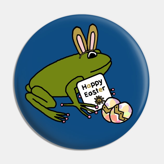 Happy Easter Bunny Ears Frog Pin by ellenhenryart