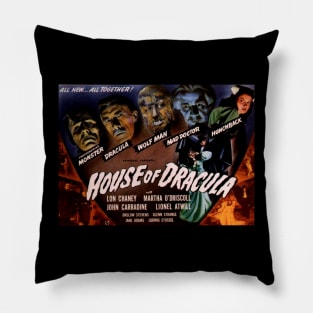 Classic Horror Movie Lobby Card - House of Dracula Pillow