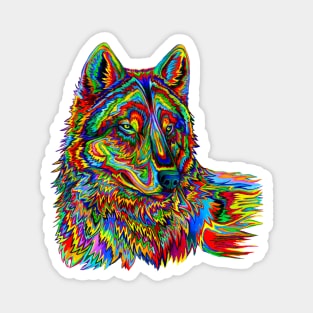 Psychedelic Wolf Magnet