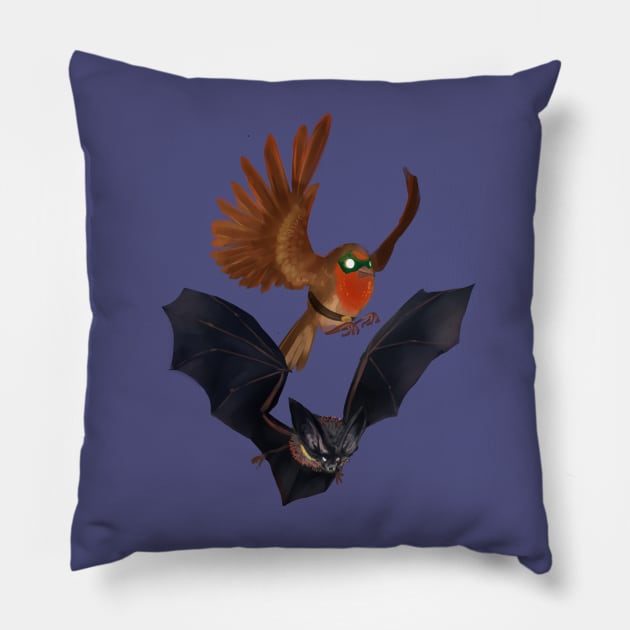 Bat and Robin Pillow by winterray