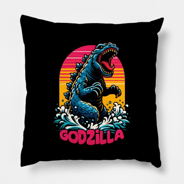 Roaring Godzilla Pillow by didibayatee