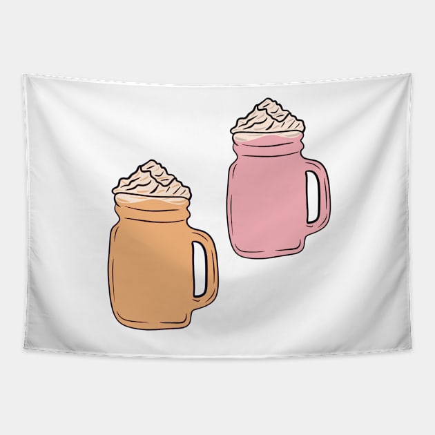 Pink and Orange Whipped Drinks Tapestry by SugarSaltSpice