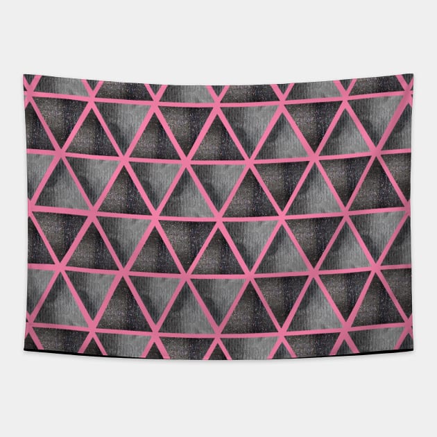 Abstract seamless pattern with ultimate grey and shining grey watercolor triangles on pink background. Best for the print, fabric, poster, wallpaper, cover and packaging, wrapping paper. Tapestry by Olesya Pugach