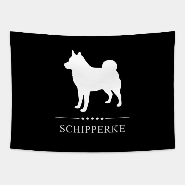 Schipperke Dog White Silhouette Tapestry by millersye