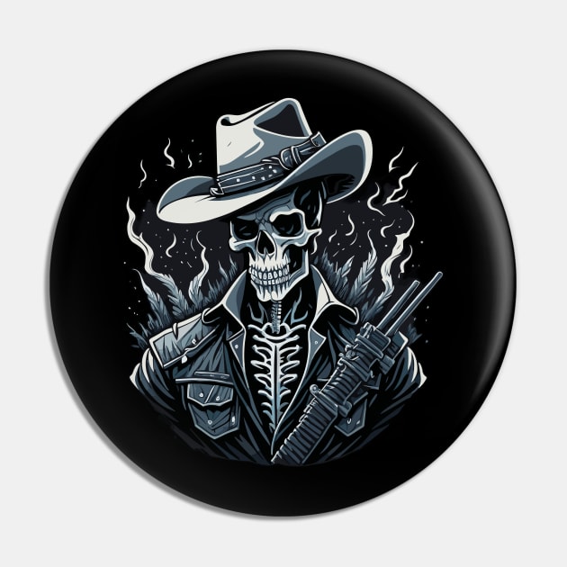 Cowboy Skull with Gun Pin by Absent-clo