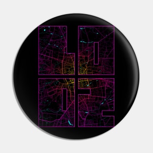 Lodz, Poland City Map Typography - Neon Pin