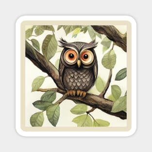 Cute baby Owl in a Tree Magnet